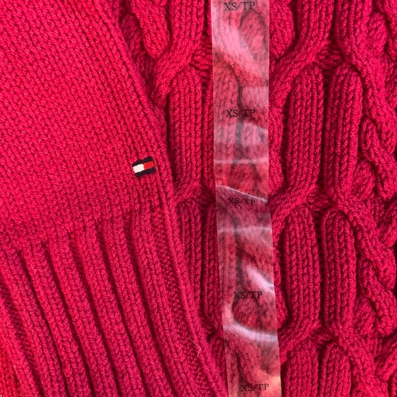 NWT Tommy Hilfiger pink/red/raspberry cotton knit cable sweater xs - Picture 4 of 8